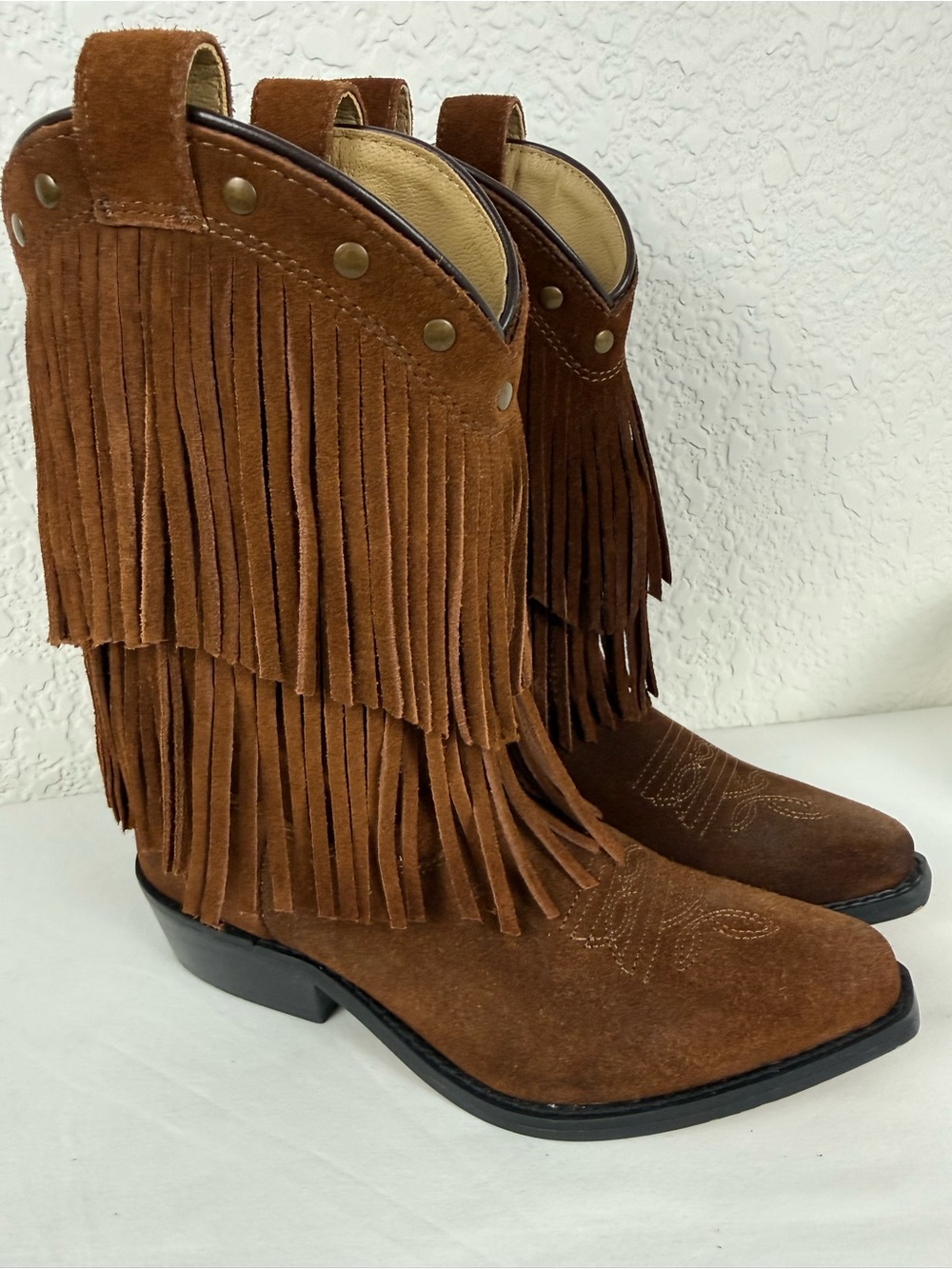 Shyanne | Brown Fringe Western Boots | Girls 2D | Snip Toe | Style 43514 - Picture 3 of 14